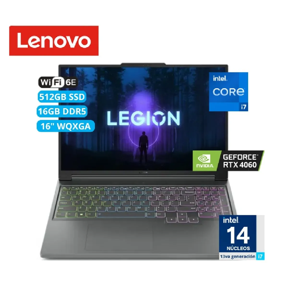 LENOVO - Lenovo Legion Slim 5 16'' 165Hz Intel Core I7 13700H 16GB DDR5 512GB SSD RTX 4060 8GB Windows 11