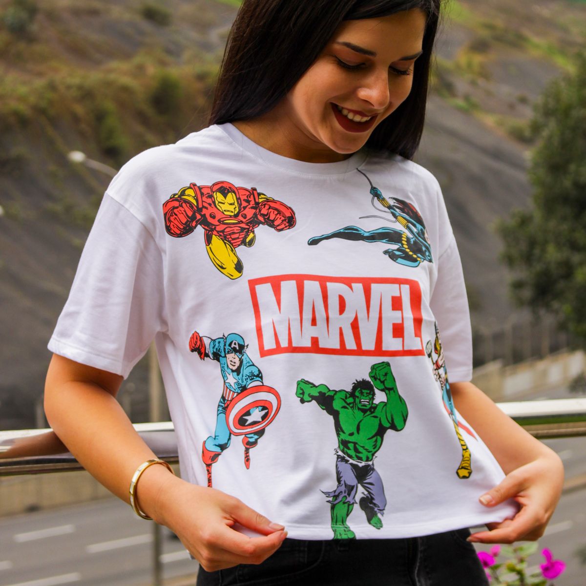 MARVEL - POLO CROP MUJER MARVEL COMICS BLANCO