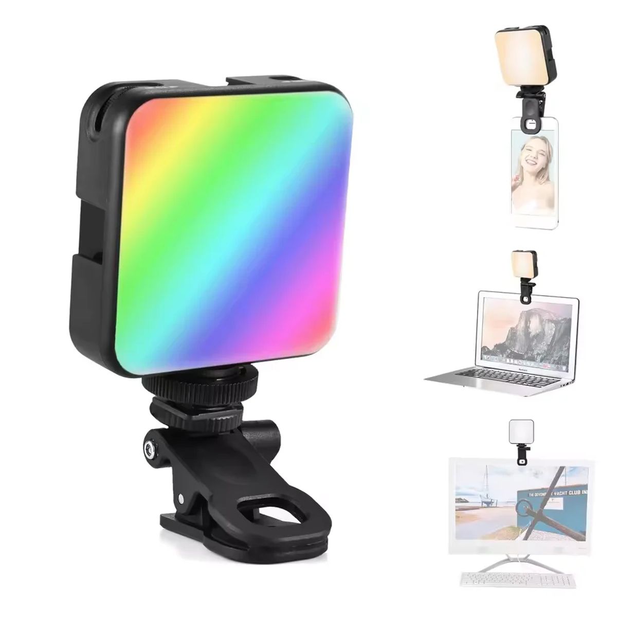 GENERICO - Clip con Luz LED RGB Portátil Recargable para Selfies y Videos