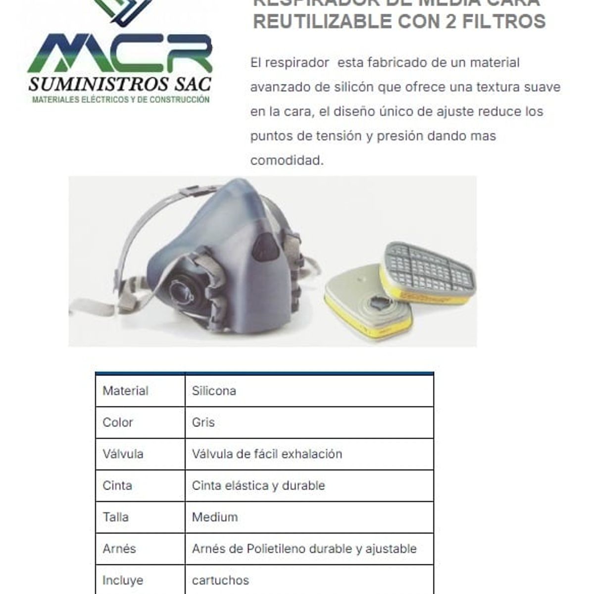GENERICO - RESPIRADOR DE MEDIA CARA REUTILIZABLE CON 2 FILTROS