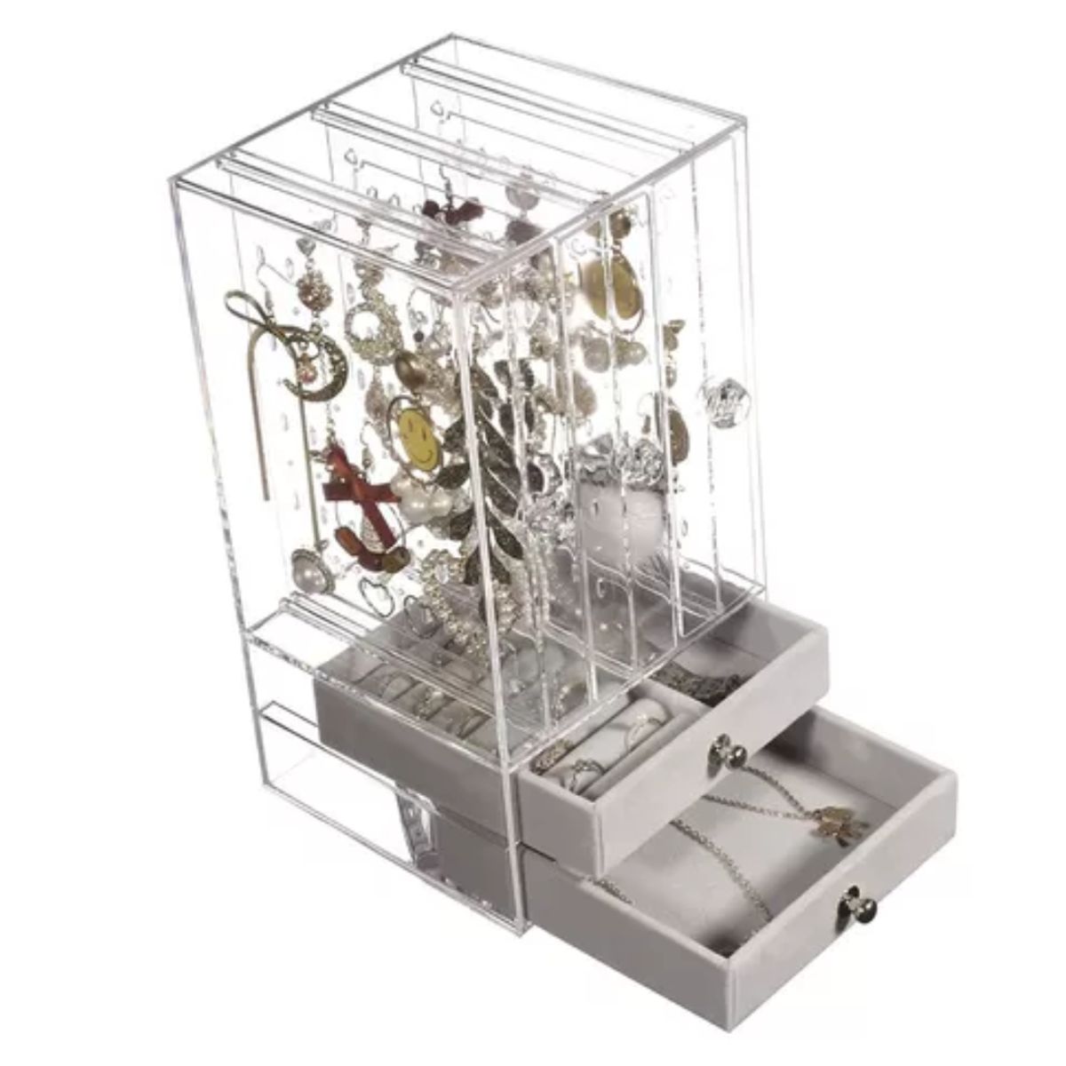 OEM - Joyero Exhibidor Acrílico de Aretes pulseras con 2 Cajones
