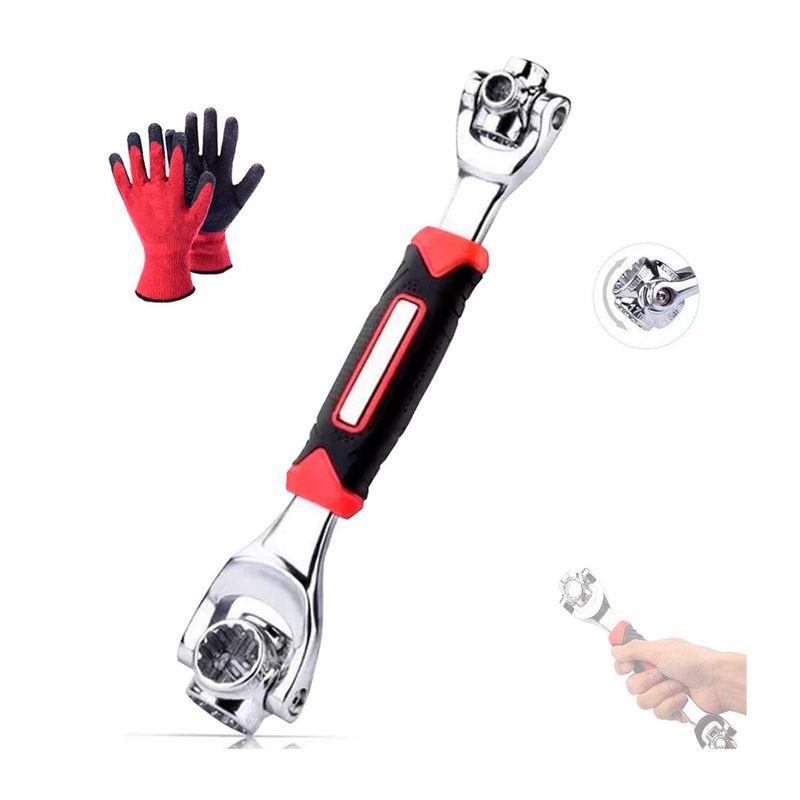 GENERICO - LLAVES 48EN1 UNIVERSAL INGLESA ACERO + GUANTES PROTECTOR