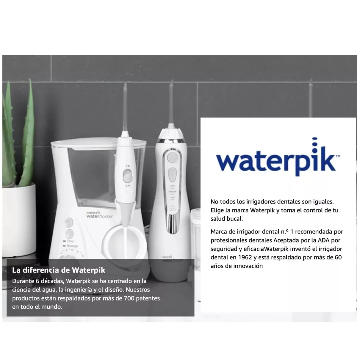 GENERICO - Irrigador Bucal Waterpik Inalambrico 2 Boquillas Carga Usb
