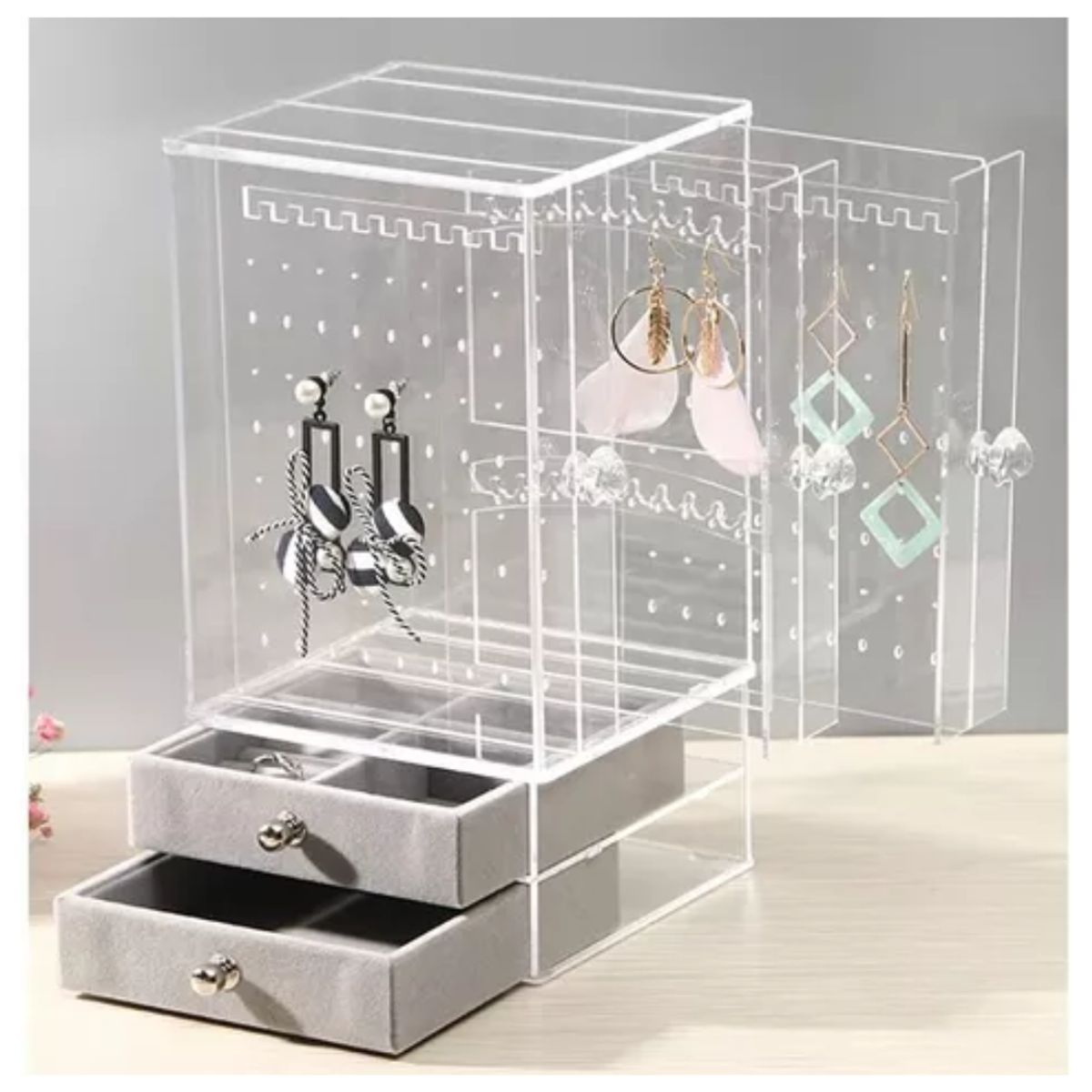 OEM - Joyero Acrílico de Aretes pulseras con 2 Cajones