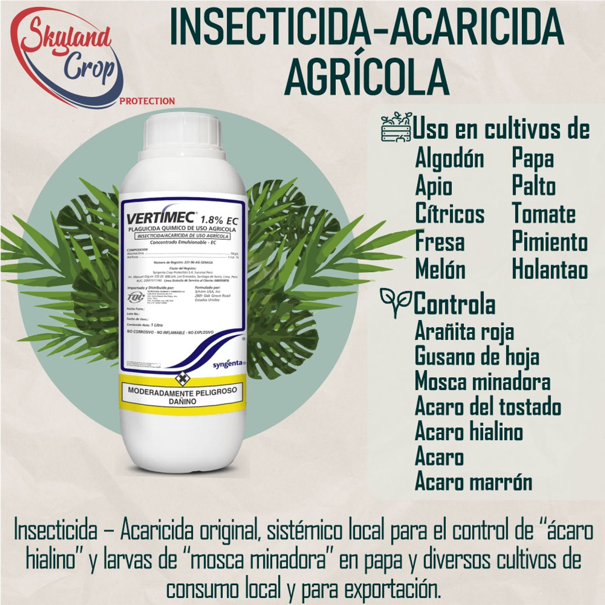 GENERICO - VERTIMEC 18%EC 1L INSECTICIDA-ACARICIDA AGRÍCOLA