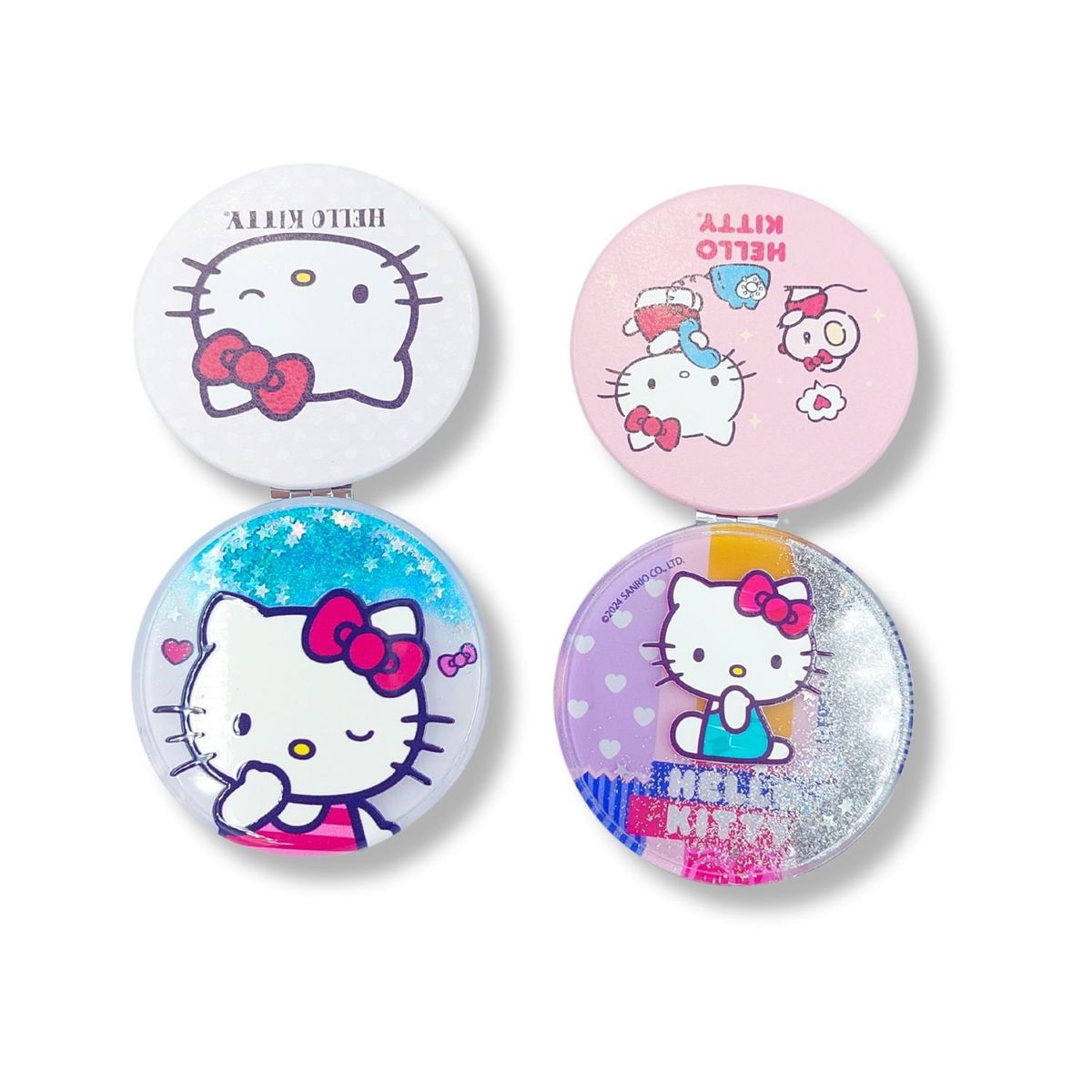 GENERICO - Pack de 2 Espejos de Mano Gatita Rosa y Lavanda