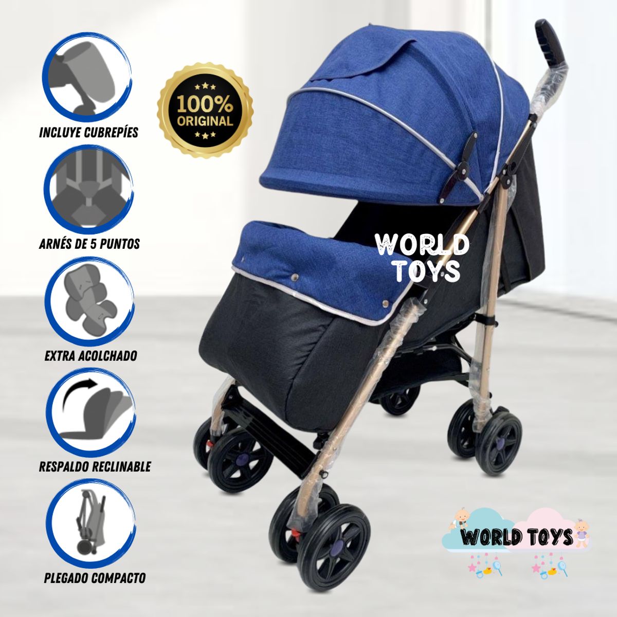 BABY - Coche Bastón de Lujo «DIXIE» Dark Blue