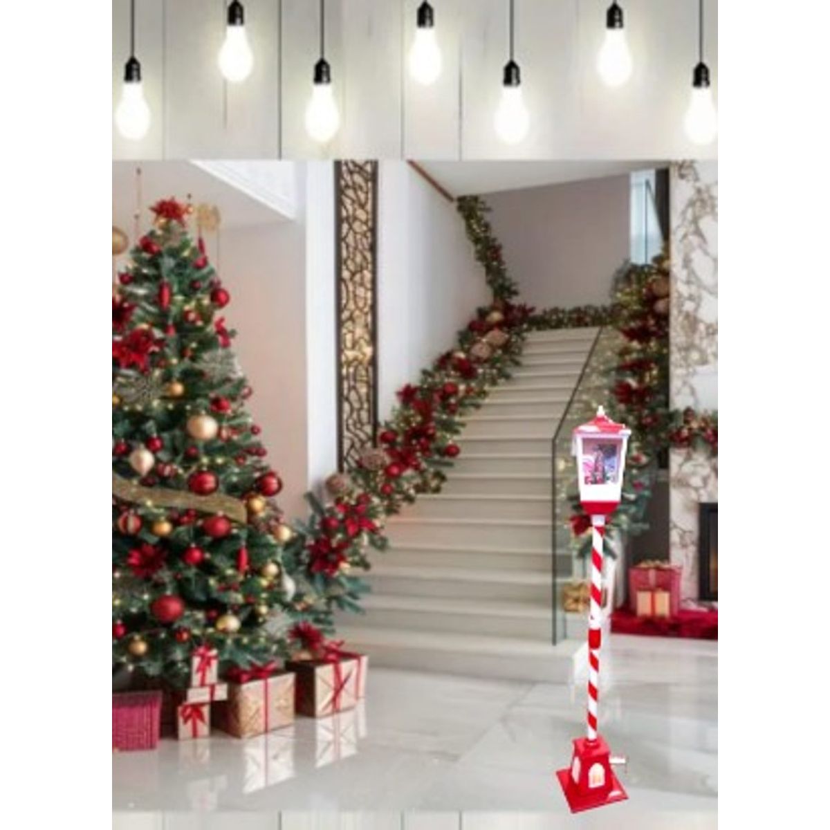 GENERICO - Farol Navideño MUSICAL CON EFECTO NIEVE 1.65 CM DE CALIDAD A1