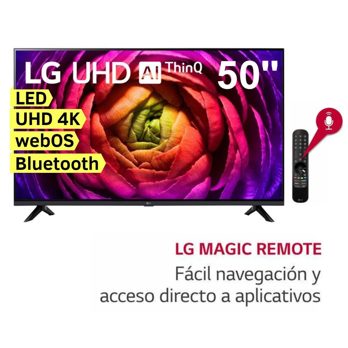 LG - Televisor LG 50 LED Smart TV Ultra HD 4K con ThinQ AI 50UR7300PSA
