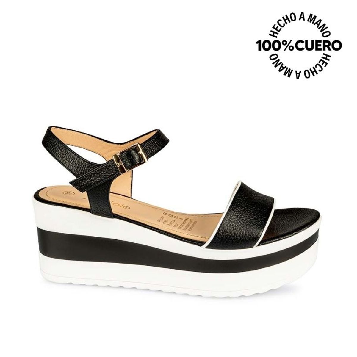 VIALE - Sandalia D'orsay Casual DAYA-2507 Negro/Blanco Viale Cuero
