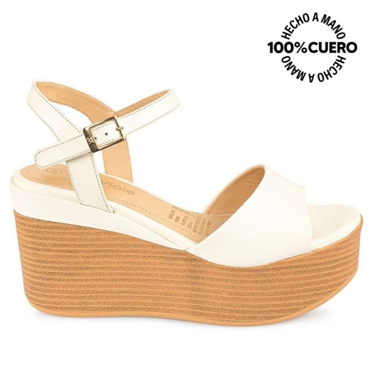 VIALE - Sandalia D'orsay Casual LINDA-2505 Hueso Viale Cuero