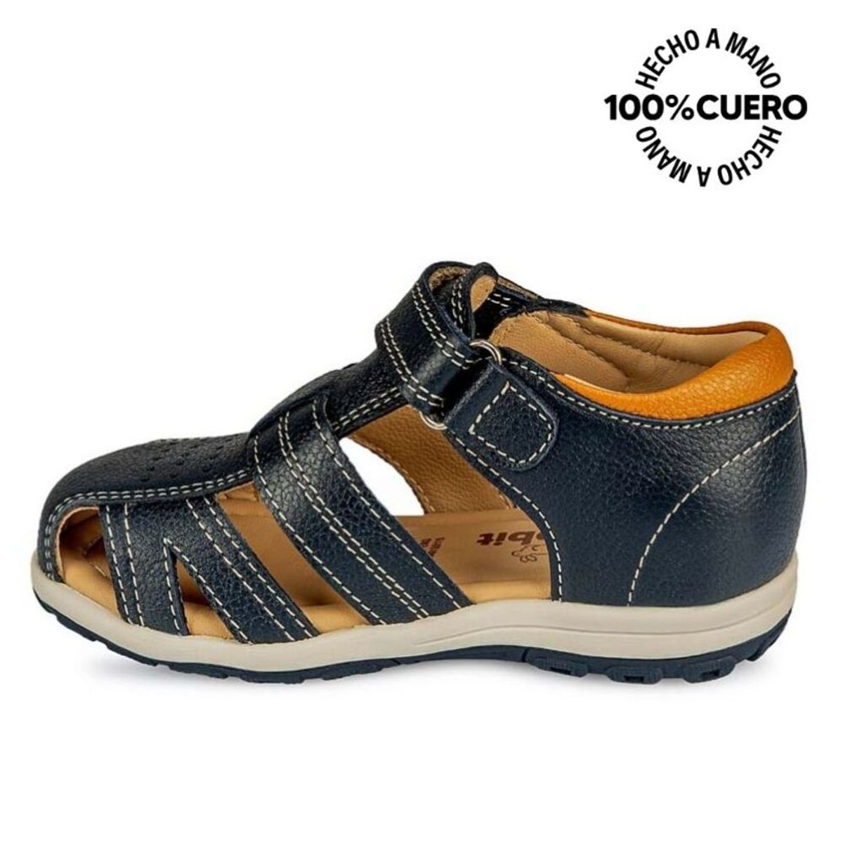 RABBIT - Sandalia Franciscana Casual ANGEL-2503 Azul Rabbit Cuero