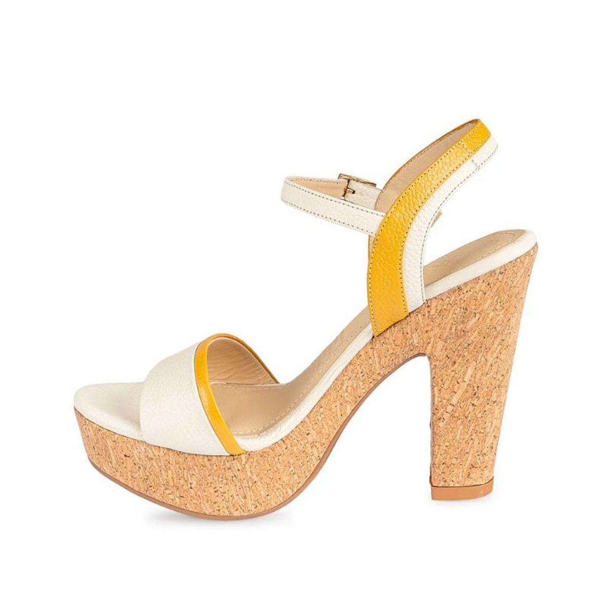 VIALE - Sandalia Dorsay Casual SOFI-2501 HuesoAmarillo Viale Cuero