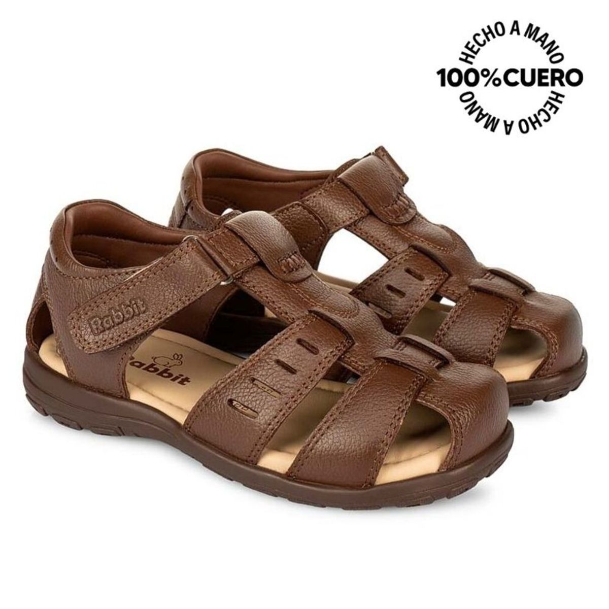 RABBIT - Sandalia Franciscana Casual ANGEL-2509 K Africano Rabbit Cuero