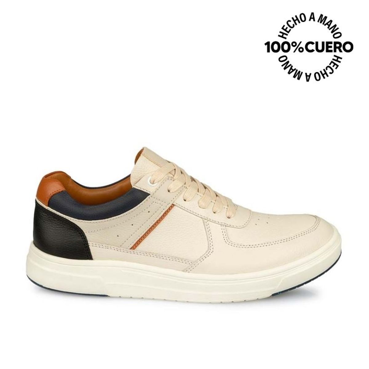 VIALE - Zapatilla Casual RICARDO-2506 Blan/Off Viale Homme Cuero