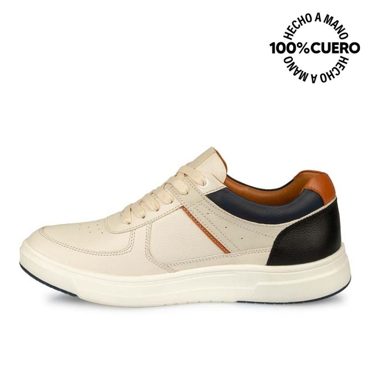 VIALE - Zapatilla Casual RICARDO-2506 Blan/Off Viale Homme Cuero