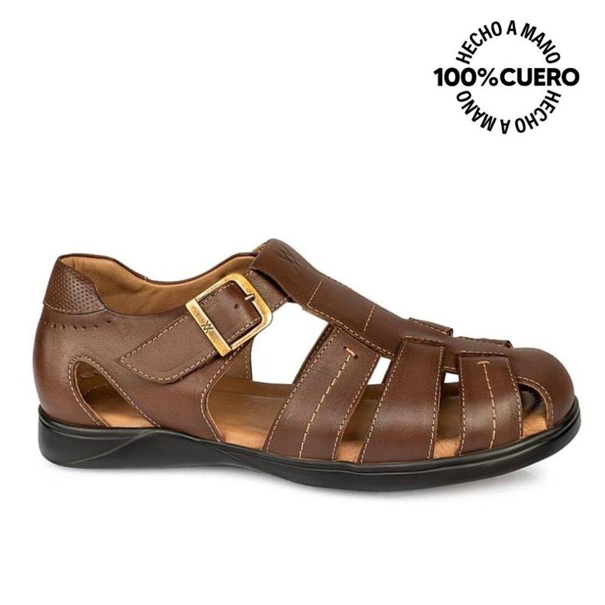 VIALE - Sandalia Franciscana Casual ANGELO-2504 Capuchino Viale Homme Cuero