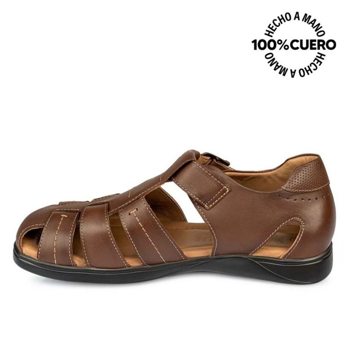 VIALE - Sandalia Franciscana Casual ANGELO-2504 Capuchino Viale Homme Cuero