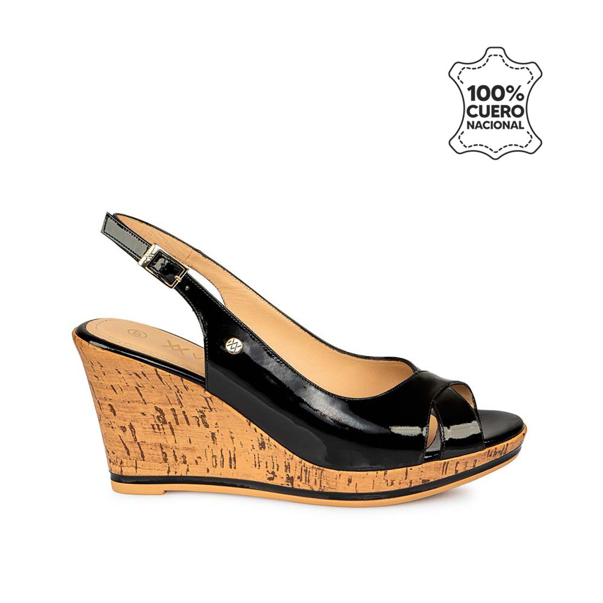VIALE - Sandalia Peep Toe Casual LINDA-2502 Negro Viale Cuero