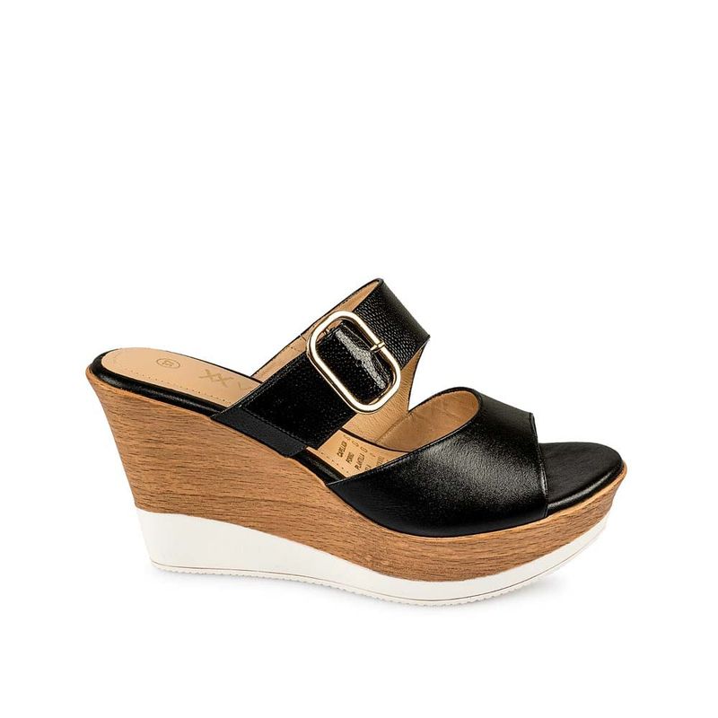 VIALE - Sandalia Strap Casual LINDA-2504 Negro Viale Cuero