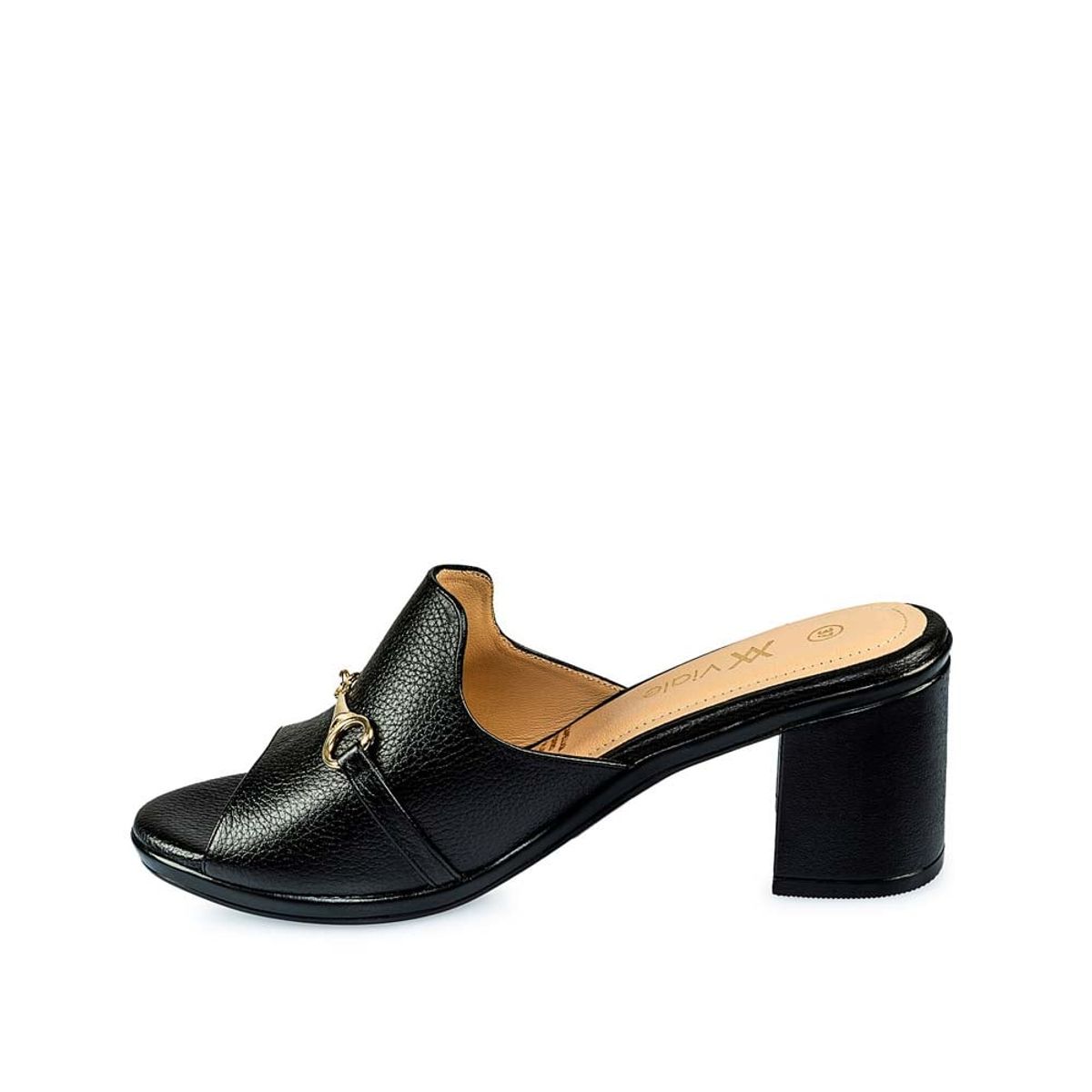 VIALE - Sandalia Sueco Casual LINDA-2503 Negro Viale Cuero