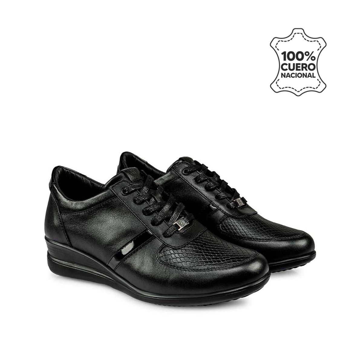 VIALE - Zapatilla Casual REC-2501 Negro Viale Cuero