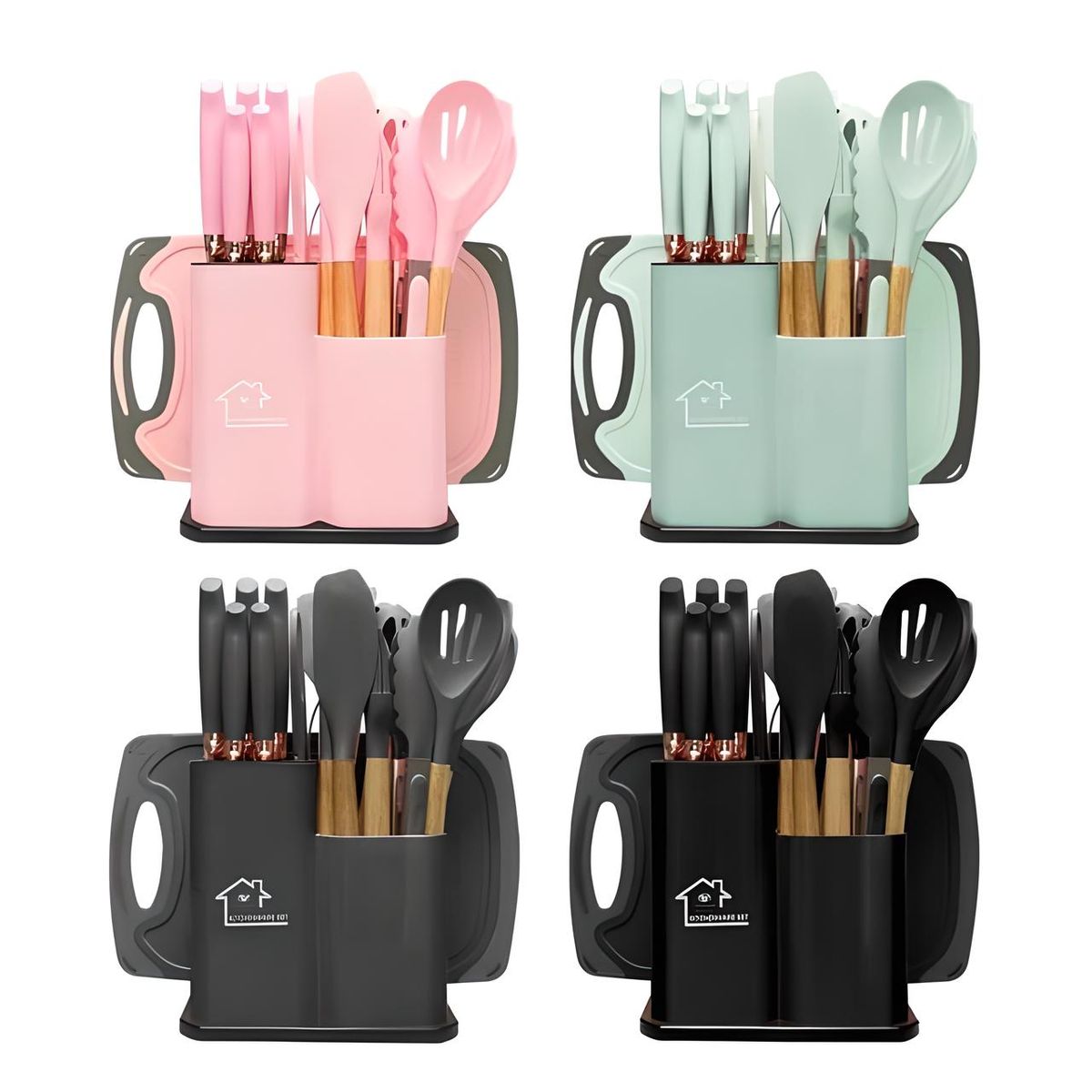 GENERICO - Juego De Cuchillos - Cucharones - Tijera De Cocina 19 Piezas