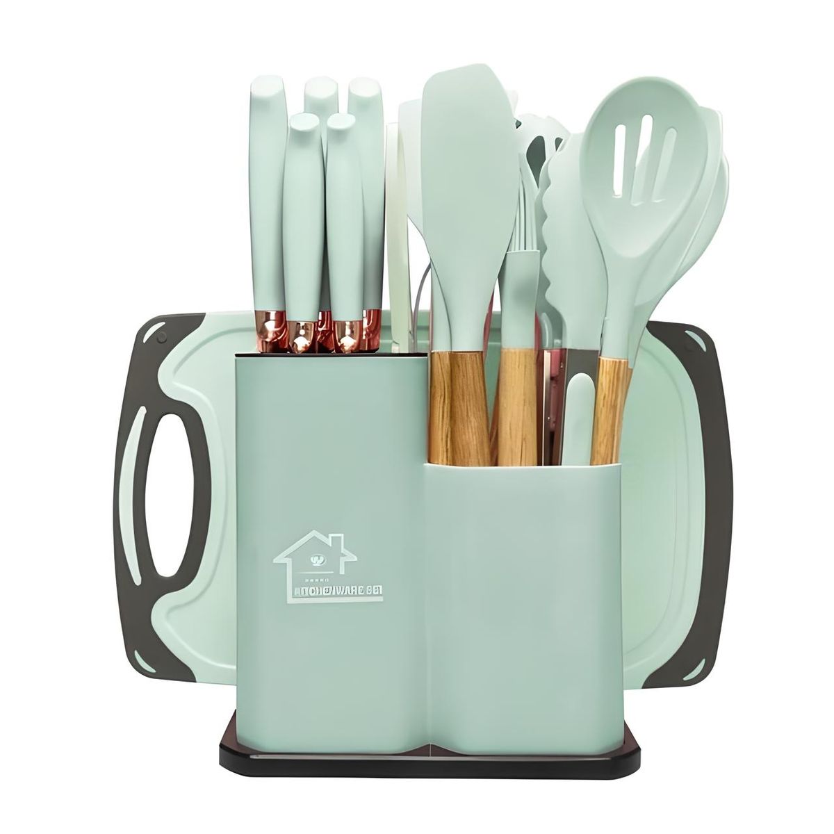 GENERICO - Juego De Cuchillos - Cucharones - Tijera De Cocina 19 Piezas