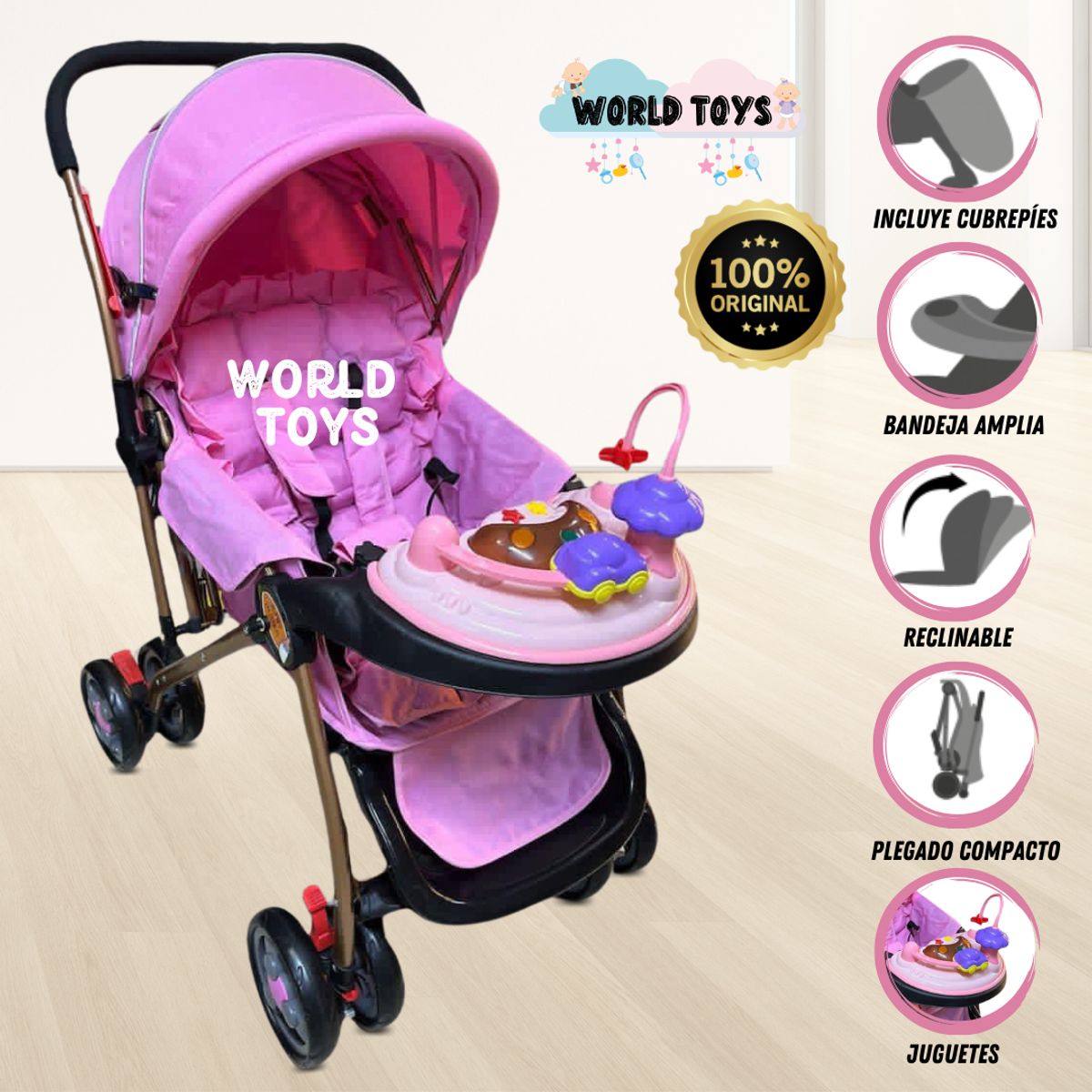 BABY - Coche Cuna de Lujo «MAXI SUMMER II»  Pink