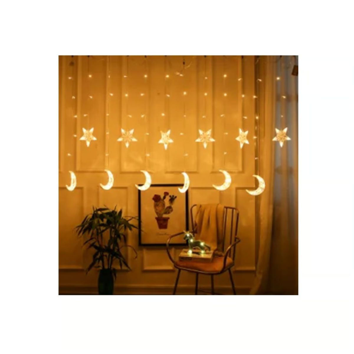 GENERICO - LUCES NAVIDEÑAS ESTRELLA LUNA AMBAR