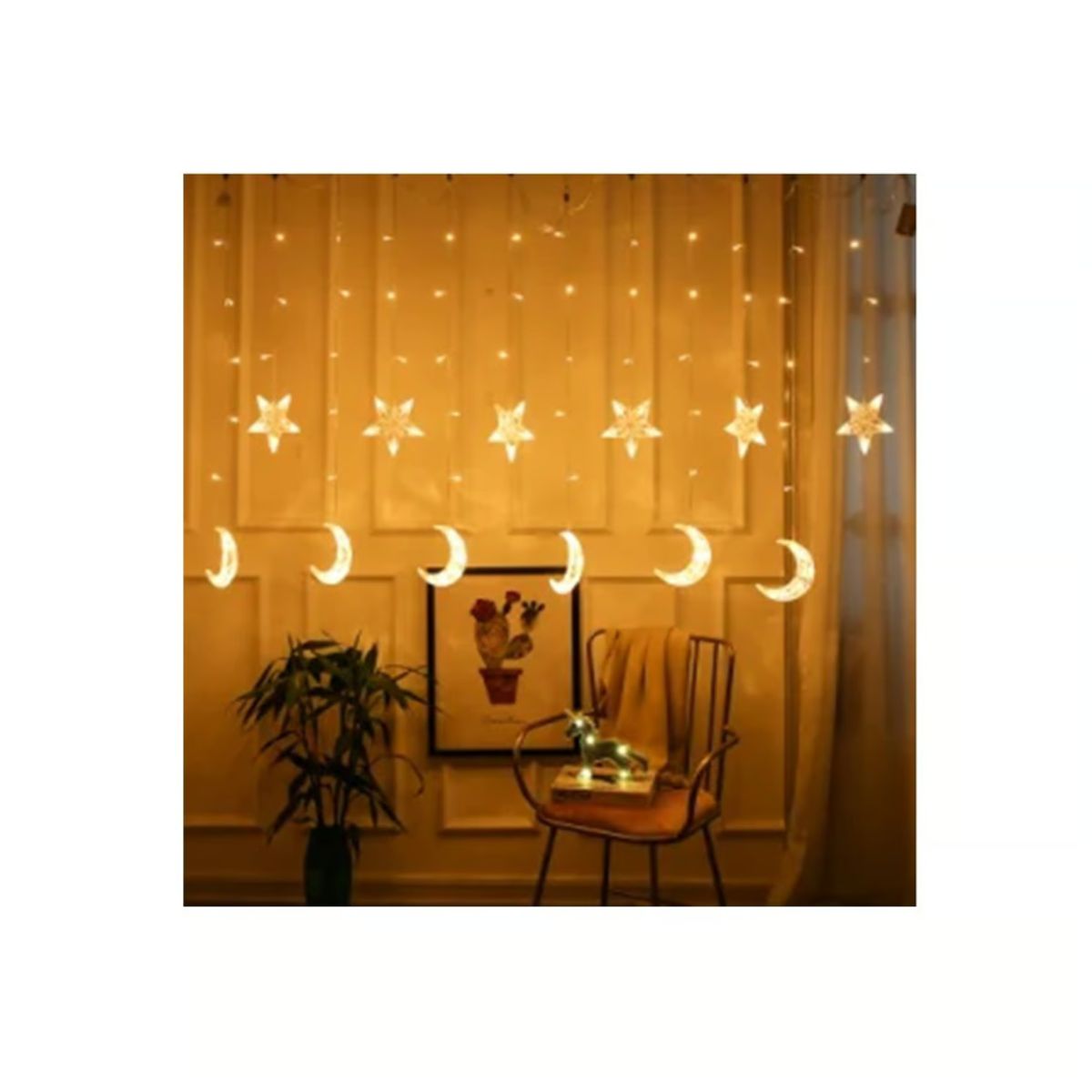 GENERICO - LUCES NAVIDEÑAS ESTRELLA LUNA AMBAR