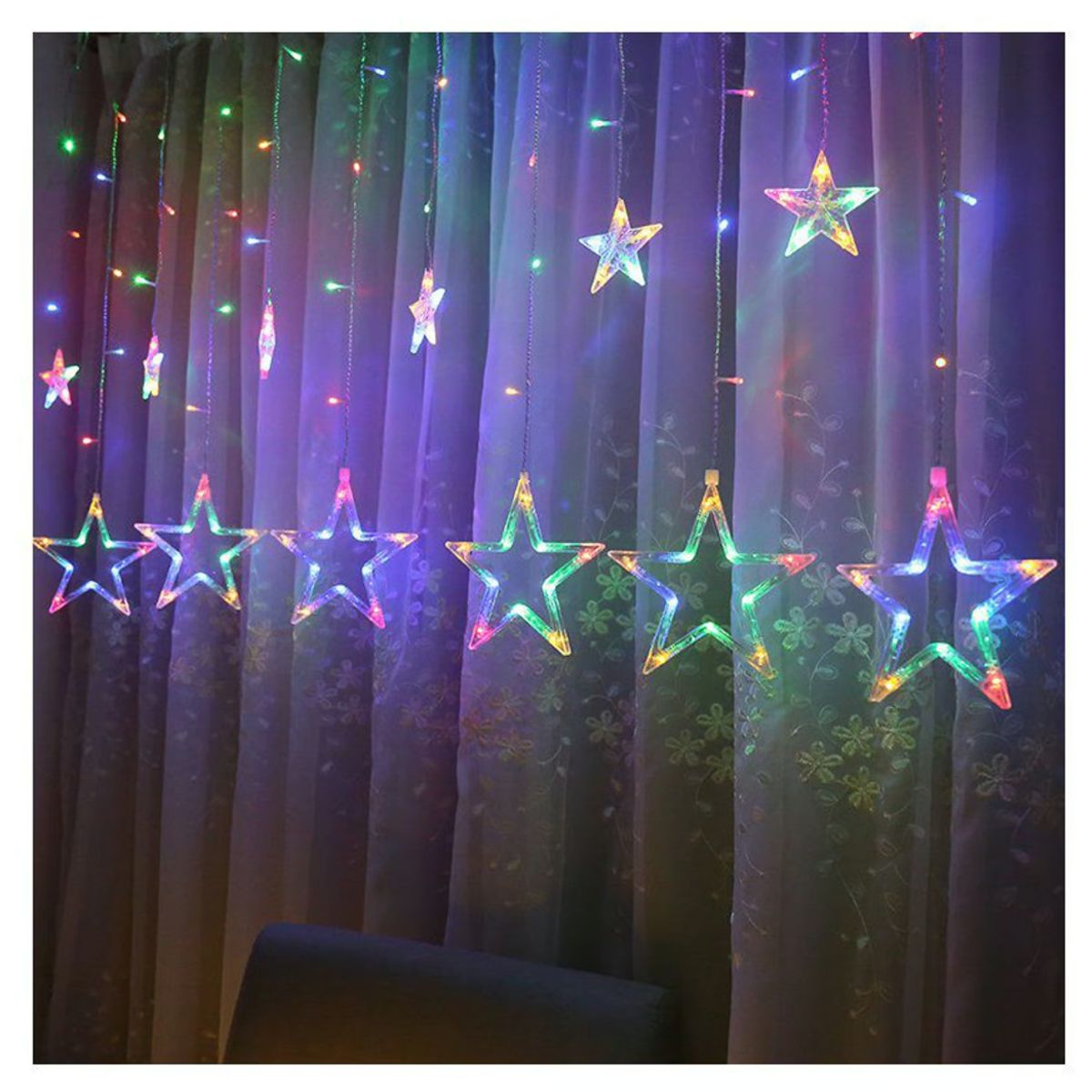 GENERICO - Luces navidad cortina luna y estrellas - luces de decoracion