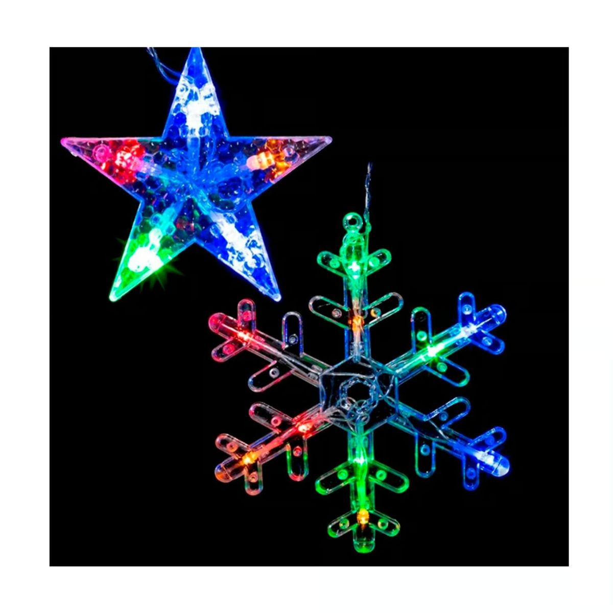 GENERICO - Tira de luces en Forma de Nieve de 3 Metros Multicolor