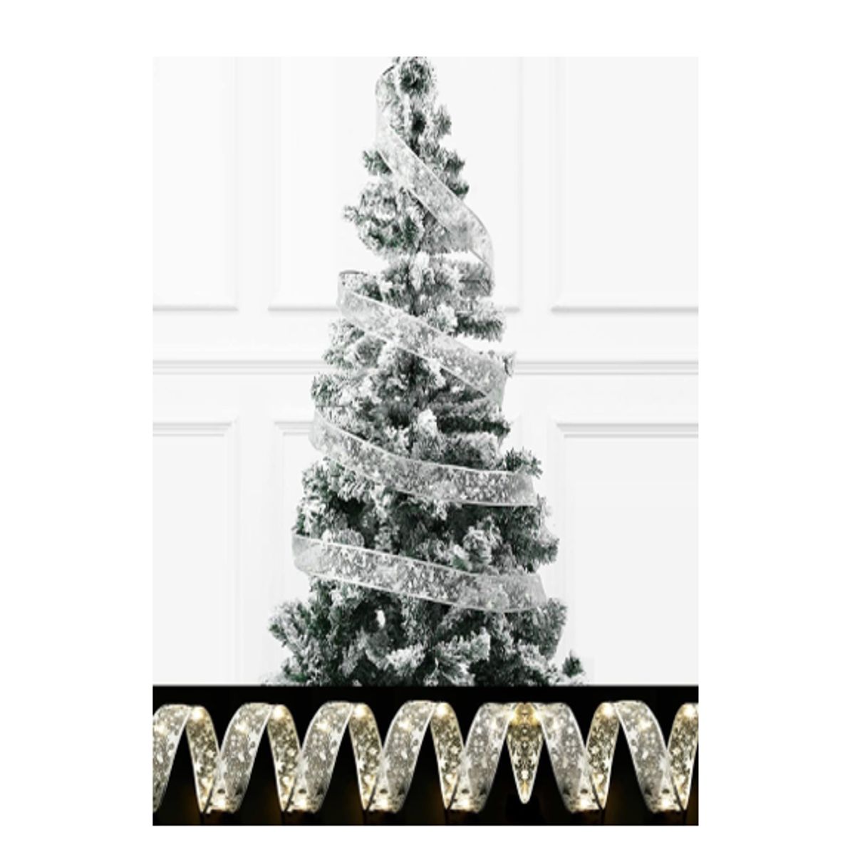 GENERICO - CINTA DECORATIVA LED DE NAVIDAD PLATEADO