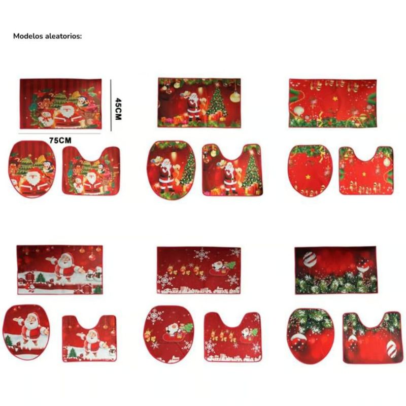 GENERICO - Juego x3 de tapete de baño navideño con estampado