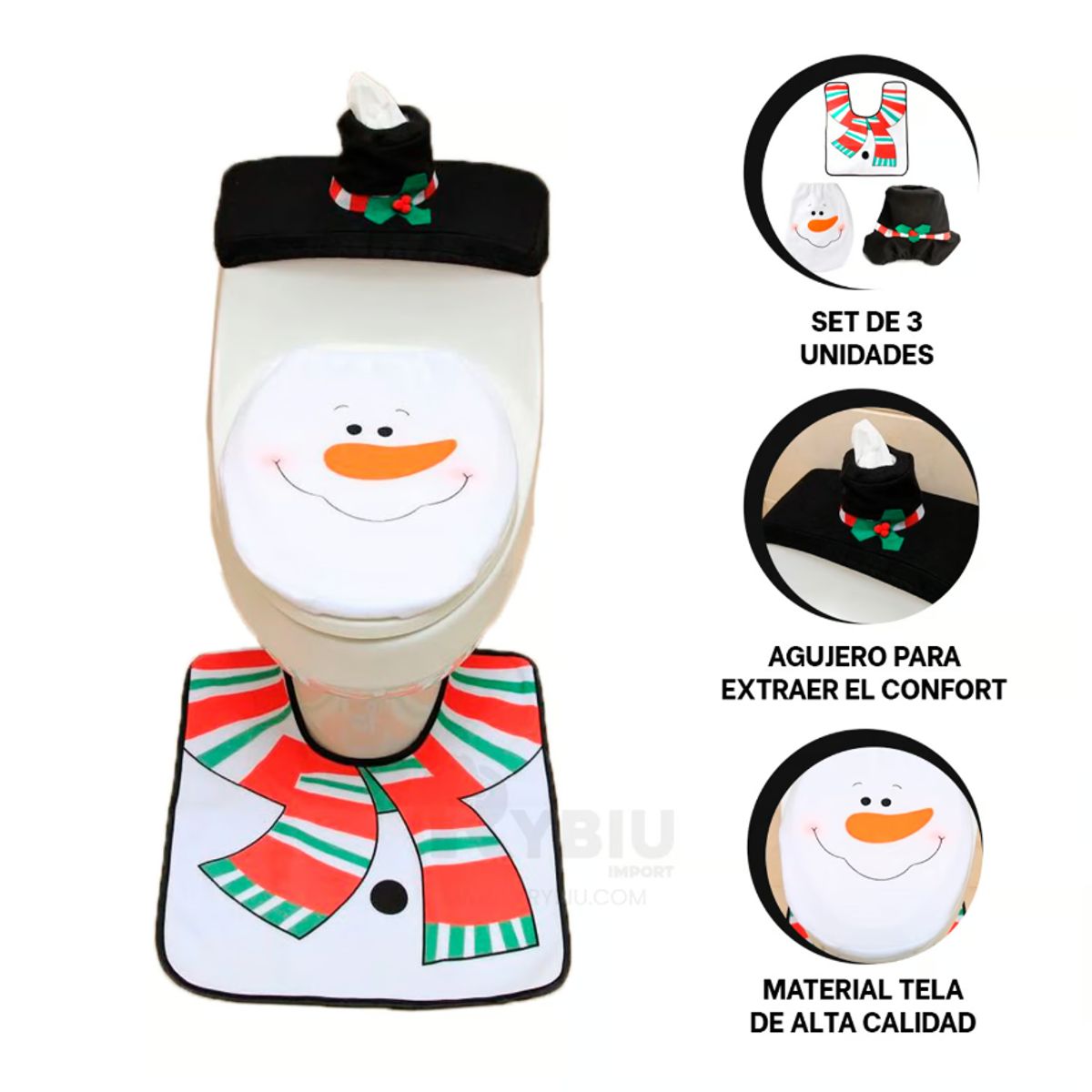 GENERICO - Set De Baño Pascuero 3 Piezas Adorno Navidad Decoracion