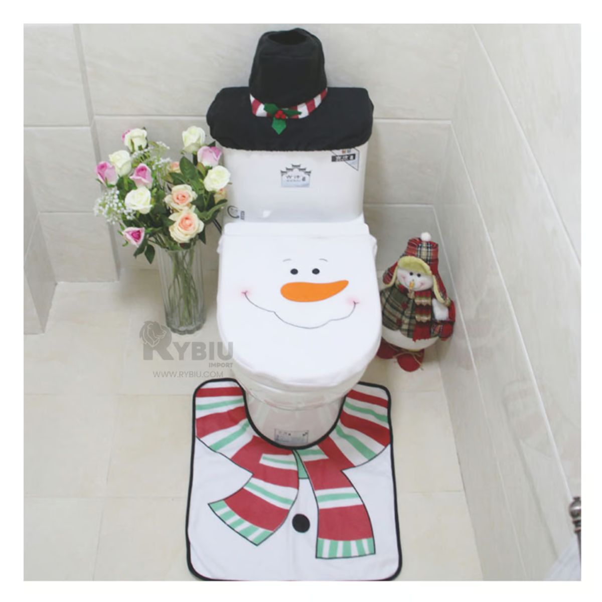 GENERICO - Set De Baño Pascuero 3 Piezas Adorno Navidad Decoracion