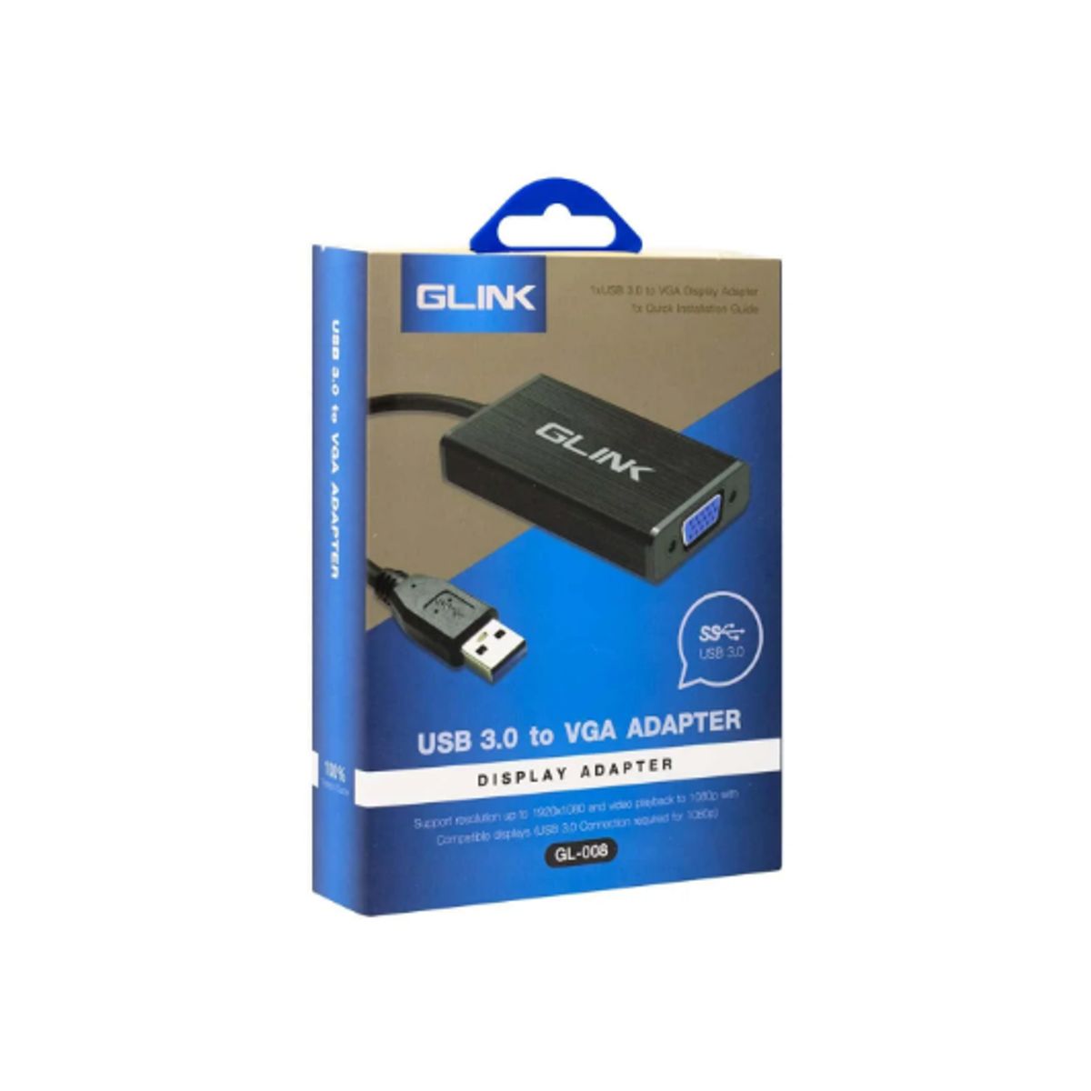 GENERICO - Adaptador USB 3.0 Macho a VGA Hembra GL-008 GLINK