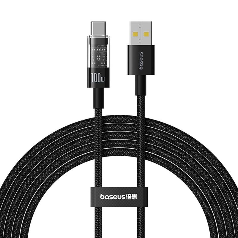 BASEUS - Cable Carga Rápida, USB-A a USB-C, Baseus, 2 metros, Negro
