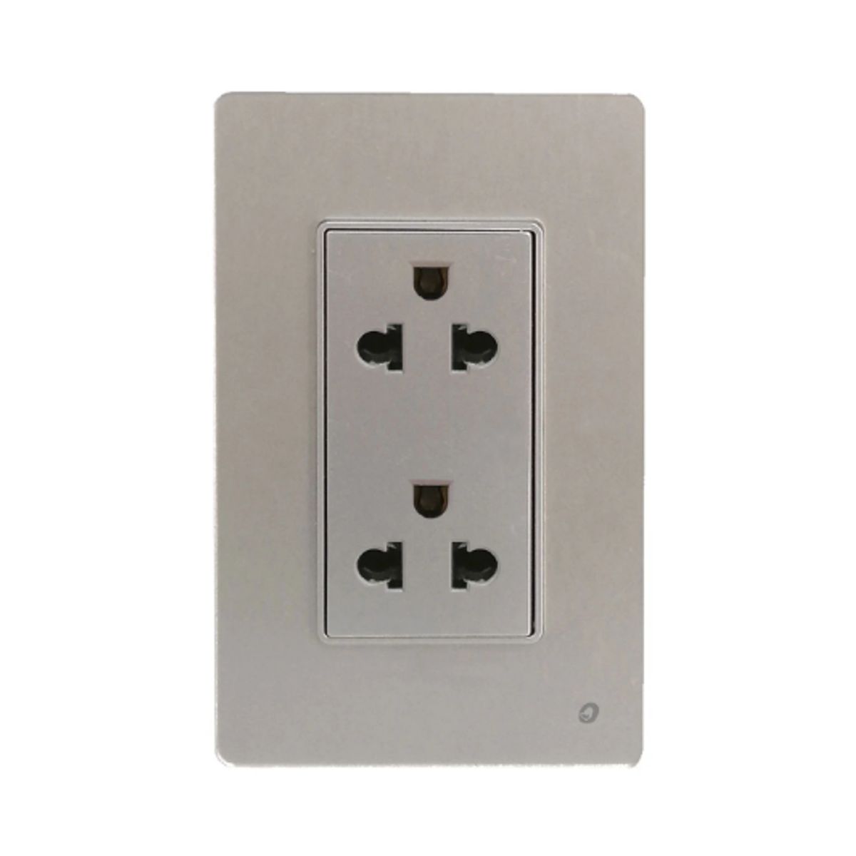 OPALUX - Tomacorriente Doble Universal 2 Polos con Línea Tierra OP-AT-26SLV