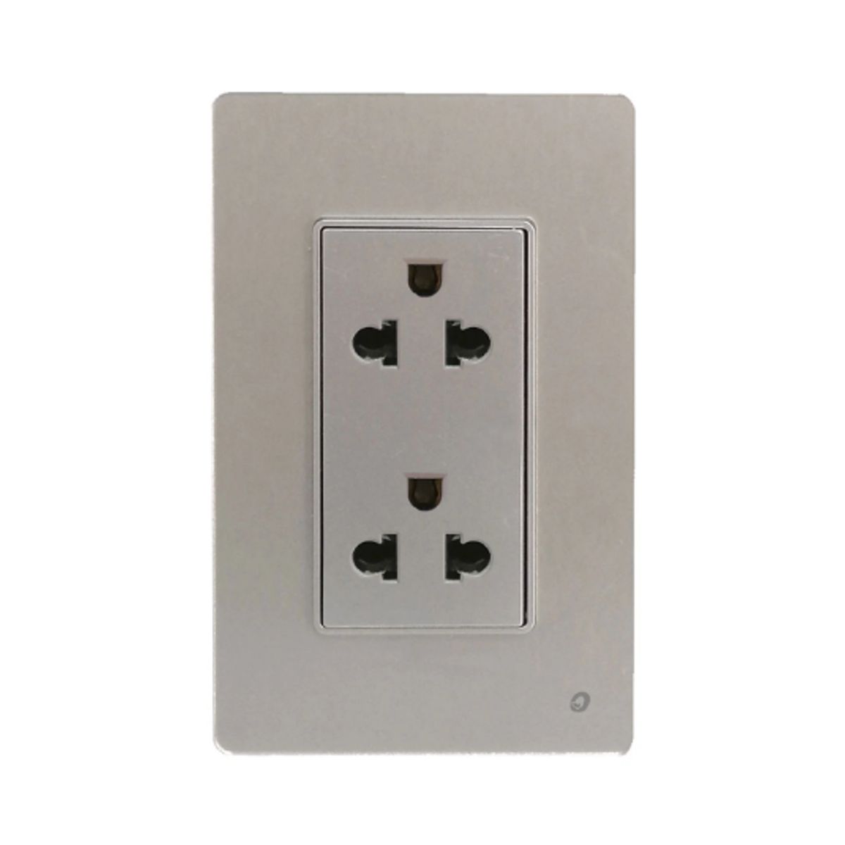 OPALUX - Tomacorriente Doble Universal 2 Polos con Línea Tierra OP-AT-26SLV