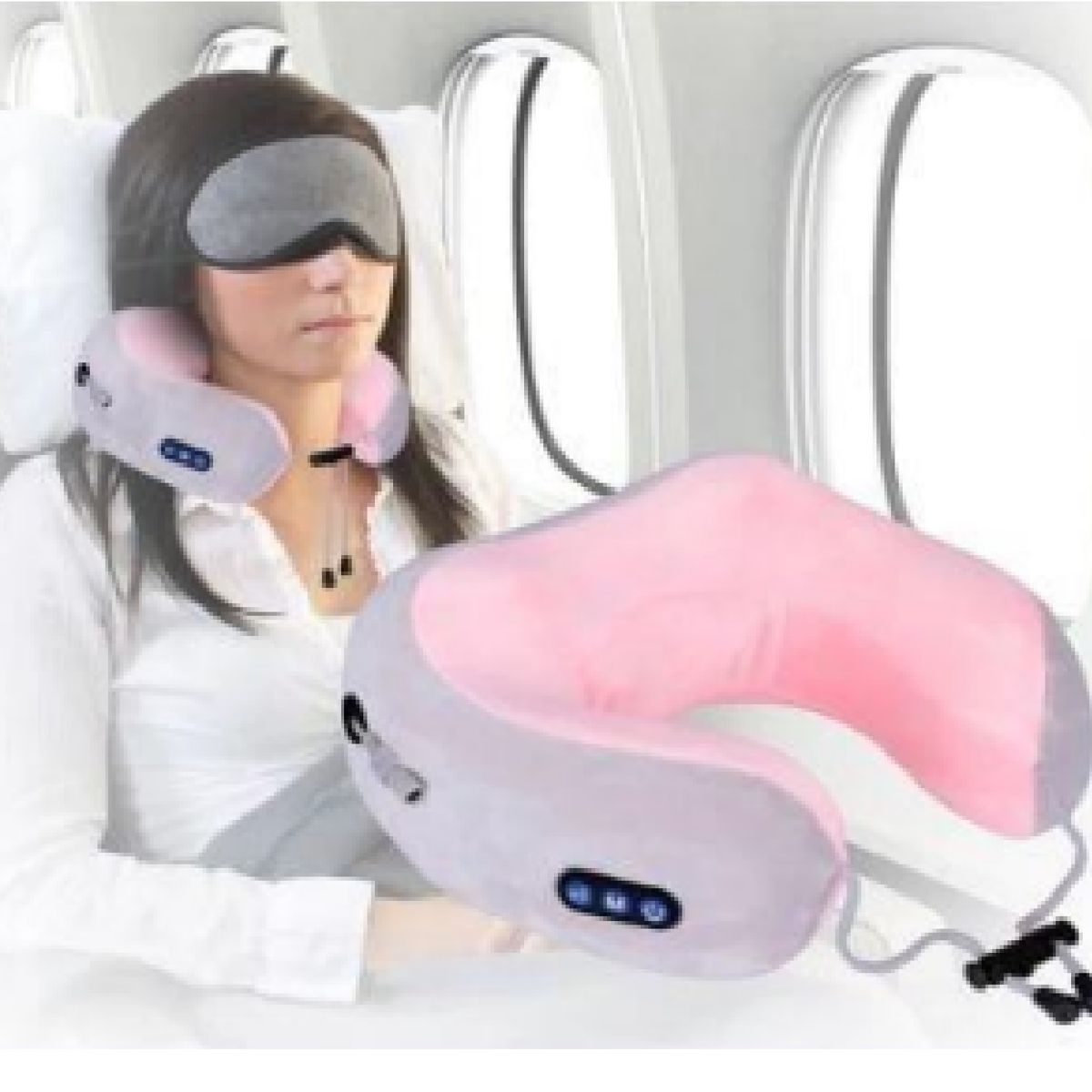 GENERICO - ALMOHADA MASAJEADOR CUELLO ESPALDA CUERPO PARA AVION AUTO RECARGABLE