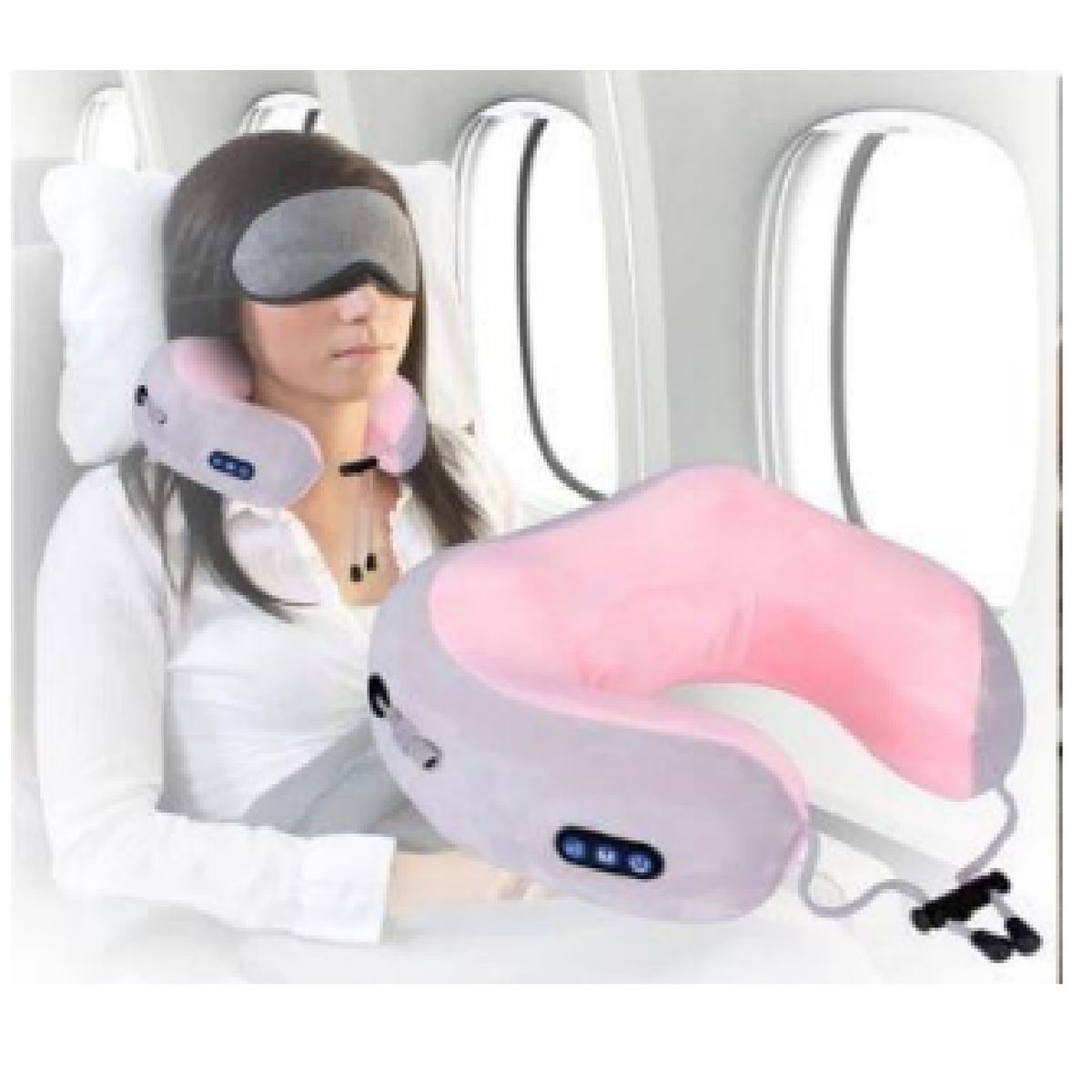 GENERICO - ALMOHADA MASAJEADOR CUELLO ESPALDA CUERPO PARA AVION AUTO RECARGABLE
