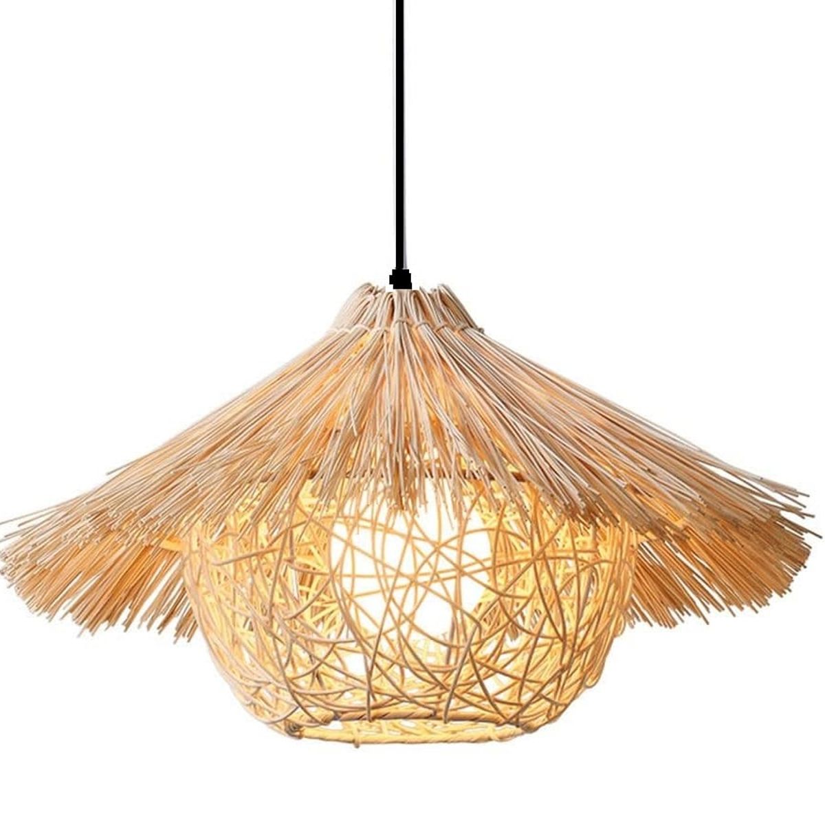 GENERICO - Lámpara colgante tejida de ratán jaula trabajada a mano