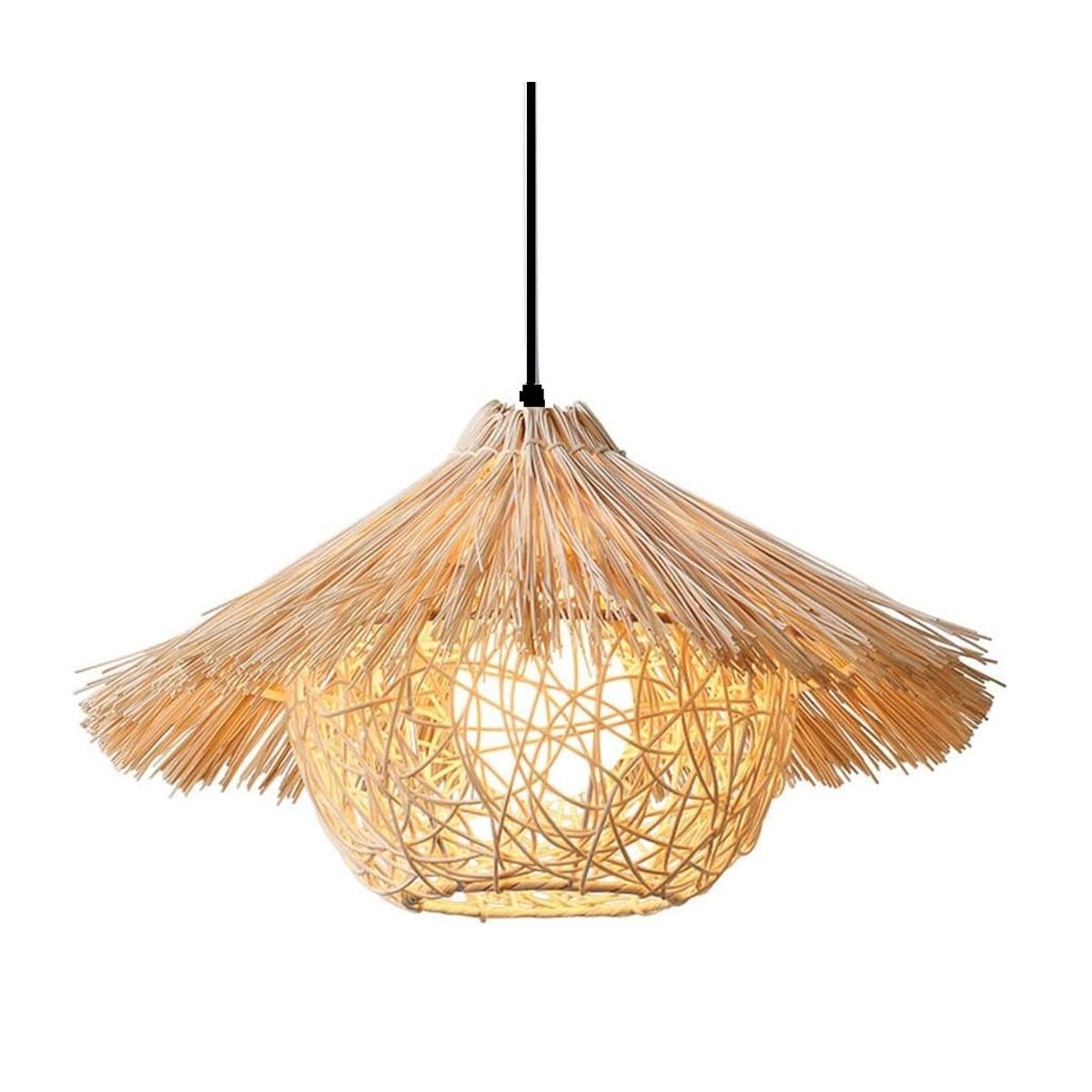 GENERICO - Lámpara colgante tejida de ratán jaula trabajada a mano