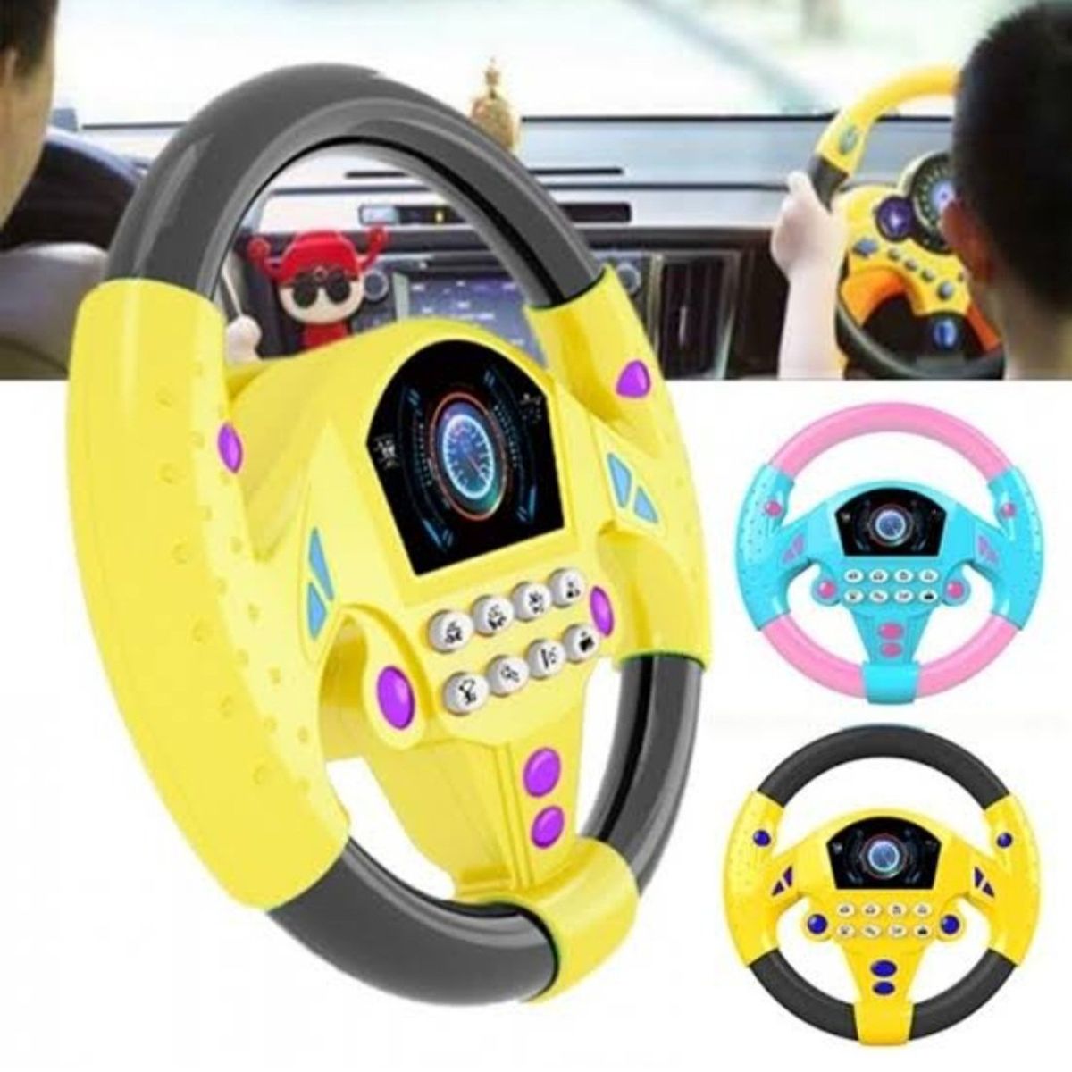GENERICO - TIMON VOLANTE SIMULADOR CON SONIDOS PARA NIÑOS AMARILLO