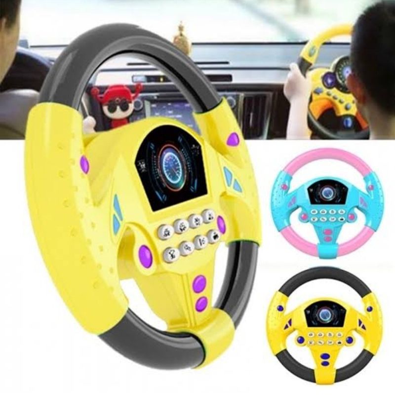 GENERICO - TIMON VOLANTE SIMULADOR CON SONIDOS PARA NIÑOS AMARILLO