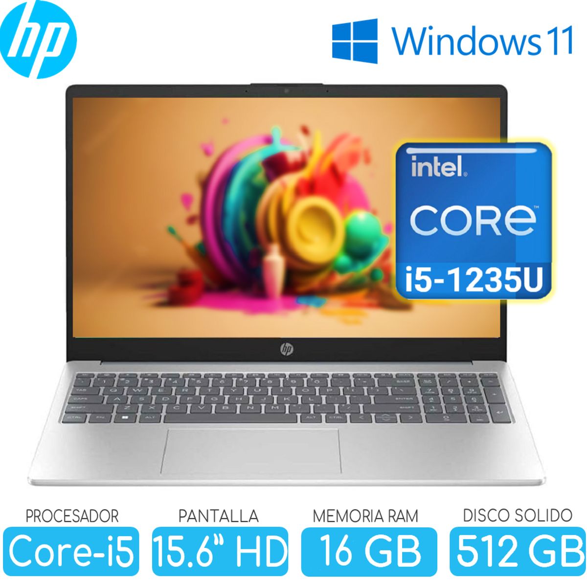 HP - Laptop HP intel Core i5 1235U SSD 512gb RAM 16gb Pant.15.6HD Windows 11