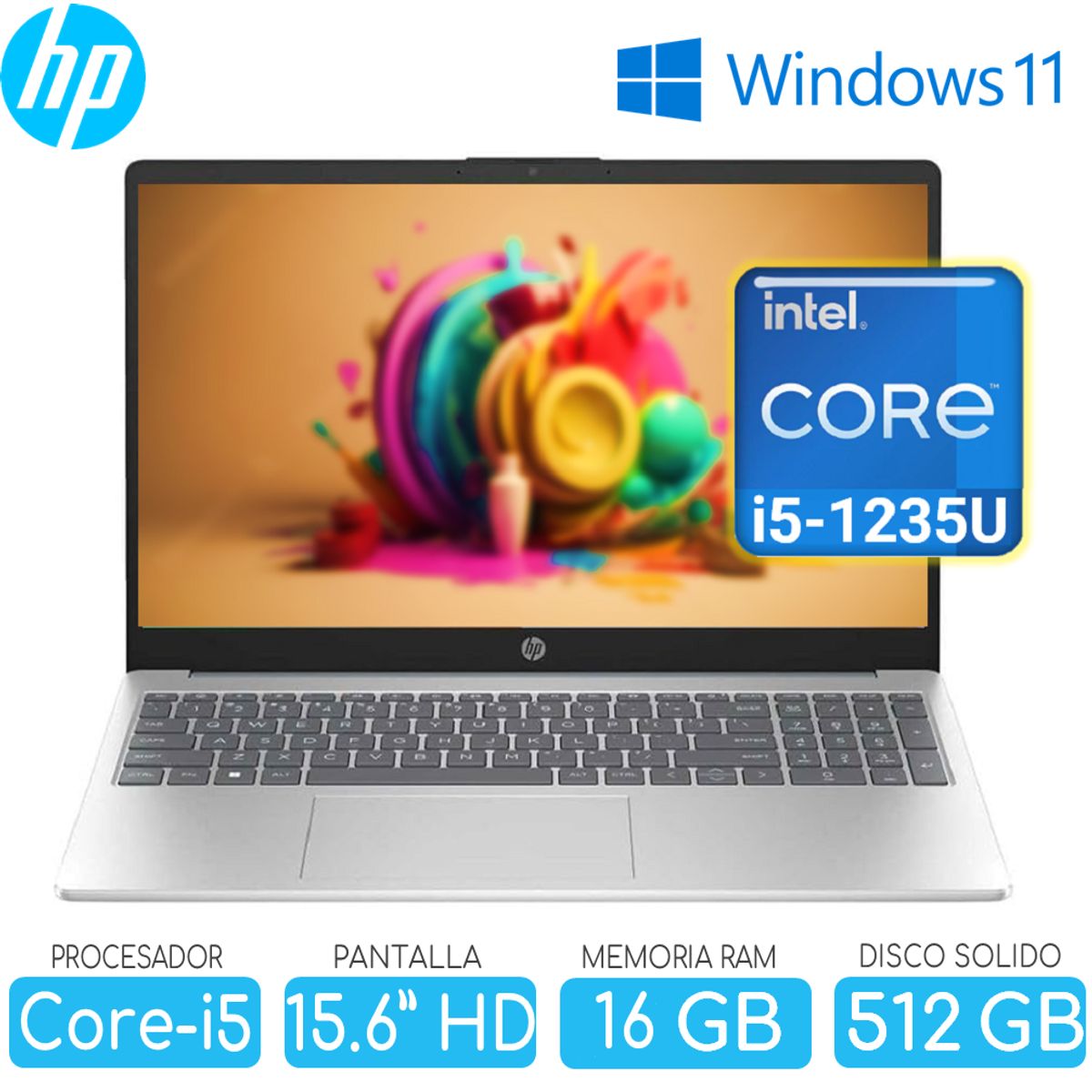 HP - Laptop HP intel Core i5 1235U SSD 512gb RAM 16gb Pant.15.6HD Windows 11