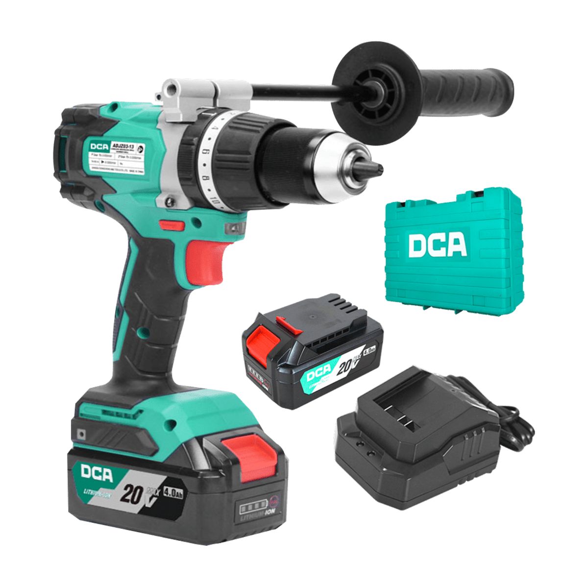 DCA - Taladro percutor 20v 120nm incluye 2 baterias 4ah industrial DCA